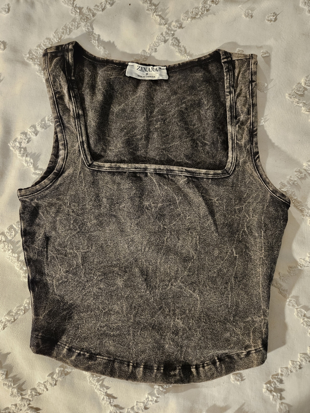 NWOT Zenana Outfitters Black Washed Square-Neck Tank